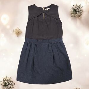 Maje Black And Dark Green Silk Dress Size 36